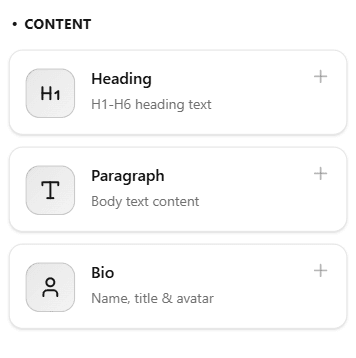 HelloCards block-based profile editor